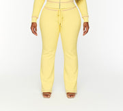 'Waffle' Straight Pants in Butter Yellow