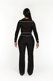 'Waffle' Straight Pants in Jet