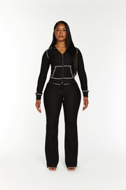 'Waffle' Straight Pants in Jet