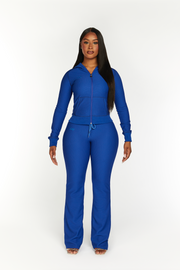'Waffle' Straight Pants in Royal Blue
